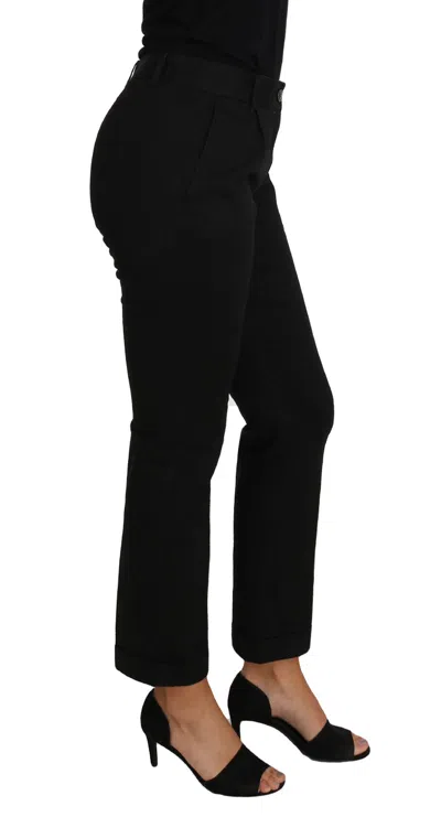 Dolce & Gabbana Black Dress Cropped Straight Straight Pants In Black