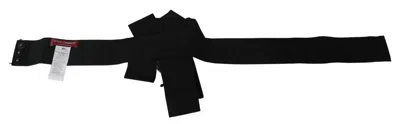 Dolce & Gabbana Black Crystal Brooch Wide Wai Satoria Belt In Black