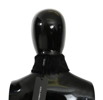 Dolce & Gabbana Black Fur Neck Collar Wrap Lambskin Scarf In Black