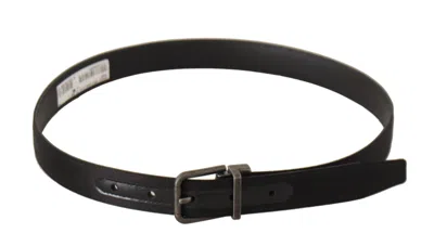 Dolce & Gabbana Black Calfskin Leather Vintage Metal Buckle Belt In Black