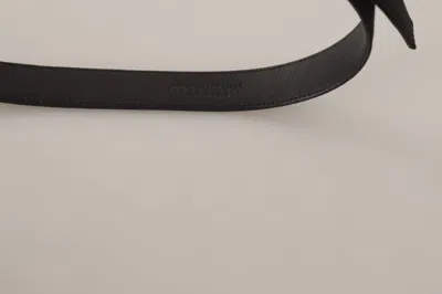 Dolce & Gabbana Black Calfskin Leather Vintage Metal Buckle Belt In Black