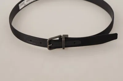 Dolce & Gabbana Black Calfskin Leather Vintage Metal Buckle Belt In Black