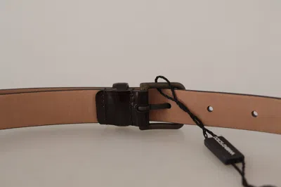 Dolce & Gabbana Black Patent Leather Logo Metal Waist Buckle Belt In Black