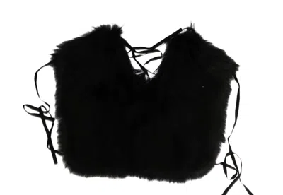 Dolce & Gabbana Black Silver Fox Fur Scarf In Black