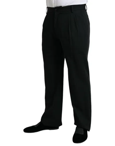 Dolce & Gabbana Black Wool Formal Straight Fit Dress Pants In Black