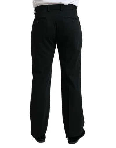 Dolce & Gabbana Black Wool Formal Straight Fit Dress Pants In Black