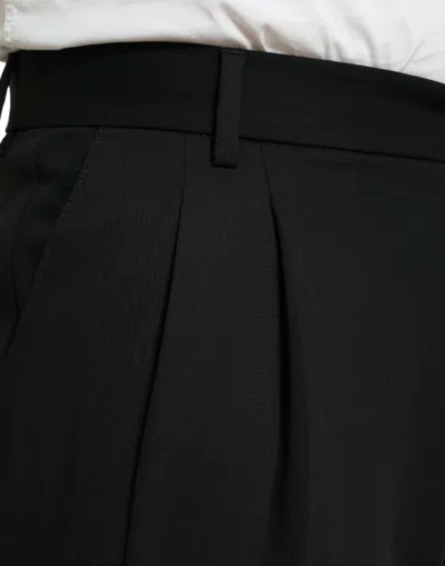 Dolce & Gabbana Black Wool Formal Straight Fit Dress Pants In Black
