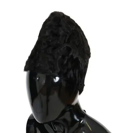 Dolce & Gabbana Black Xiangao Lamb Fur Beanie In Black