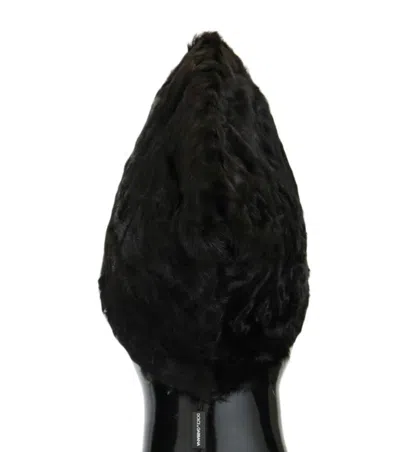 Dolce & Gabbana Black Xiangao Lamb Fur Beanie In Black