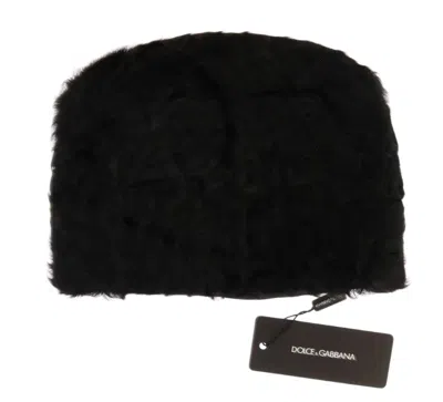 Dolce & Gabbana Black Xiangao Lamb Fur Beanie In Black