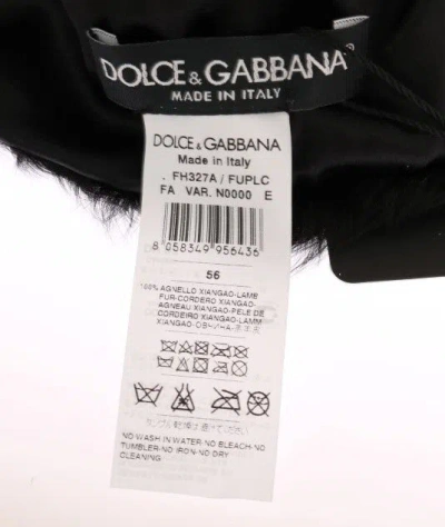 Dolce & Gabbana Black Xiangao Lamb Fur Beanie In Black