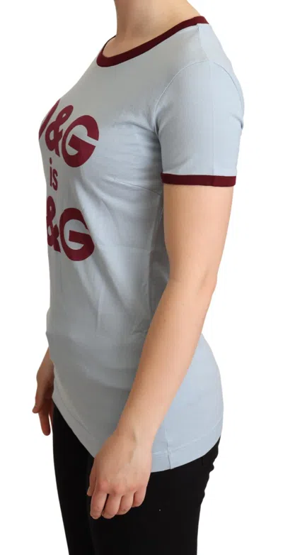 Dolce & Gabbana Elegant Blue Crewneck Cotton Tee In Gray