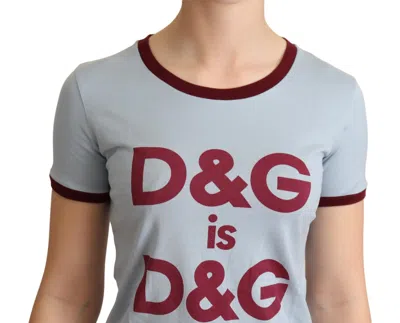 Dolce & Gabbana Elegant Blue Crewneck Cotton Tee In Gray