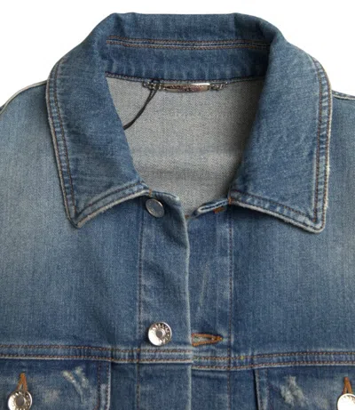 Dolce & Gabbana Washed Stretch Cotton Denim Jacket In Blue