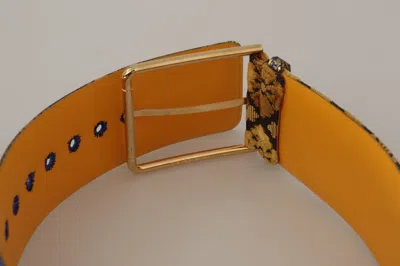 Dolce & Gabbana Blue Floral Patchwork Leather Wide Waist Buckle Belt In Blue
