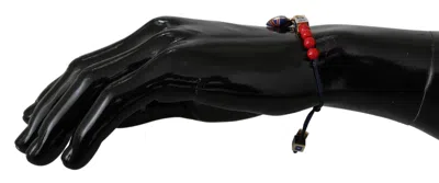 Dolce & Gabbana Red Blue Beaded Dg Loves London Flag Branded Bracelet In Multi