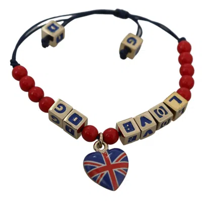 Dolce & Gabbana Red Blue Beaded Dg Loves London Flag Branded Bracelet In Multi