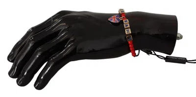 Dolce & Gabbana Red Blue Beaded Dg Loves London Flag Branded Bracelet In Multi