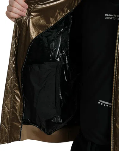 Dolce & Gabbana Bronze Nylon Full Zip Men Bomber Jacket In Green