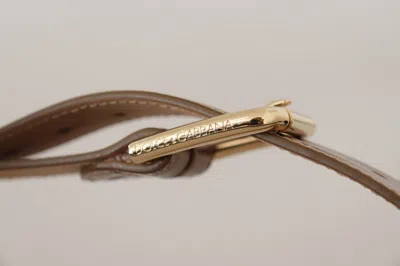 Dolce & Gabbana Bronze Leather Gold Logo Engraved Waist Buckle Belt