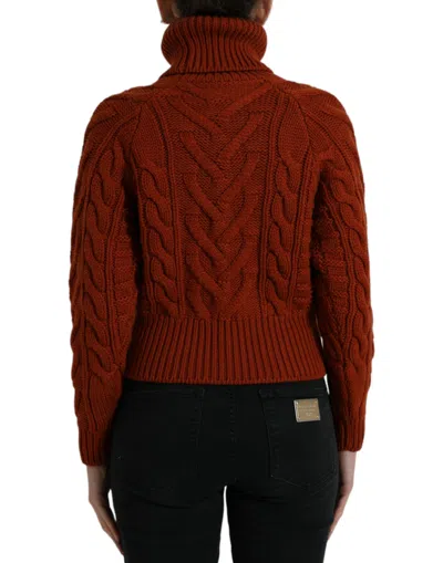 Dolce & Gabbana Brown Wool Knit Turtleneck Pullover Sweater In Red