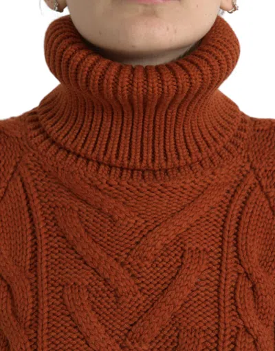 Dolce & Gabbana Brown Wool Knit Turtleneck Pullover Sweater In Red
