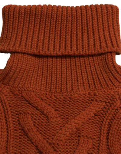 Dolce & Gabbana Brown Wool Knit Turtleneck Pullover Sweater In Red
