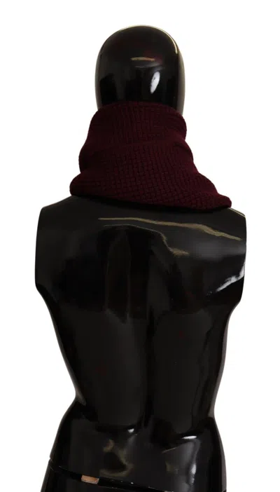 Dolce & Gabbana Dark Red Cashmere Logo Wrap Shawl Knitted Scarf In Burgundy