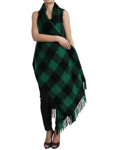Dolce & Gabbana Elegant Checkered Poncho Jacket In Green