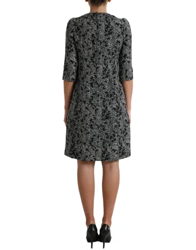 Dolce & Gabbana Black Chevron Polyester Shift Mini Dress In Black