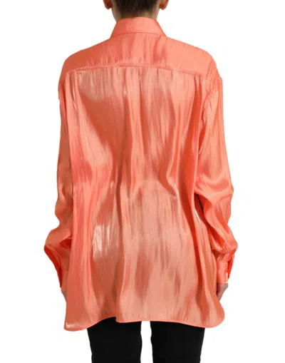 Dolce & Gabbana Peach Long Sleeve Button Down Blouse Top In Orange