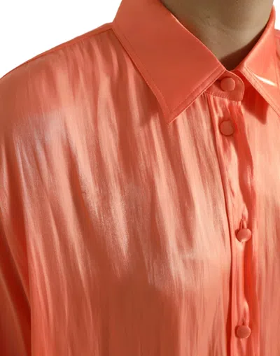 Dolce & Gabbana Peach Long Sleeve Button Down Blouse Top In Orange