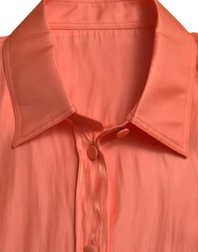 Dolce & Gabbana Peach Long Sleeve Button Down Blouse Top In Orange