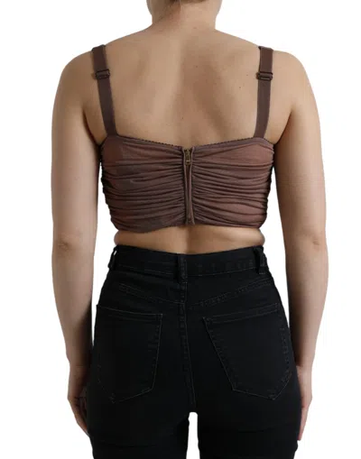 Dolce & Gabbana Elegant Cropped Silk Blend Top In Brown