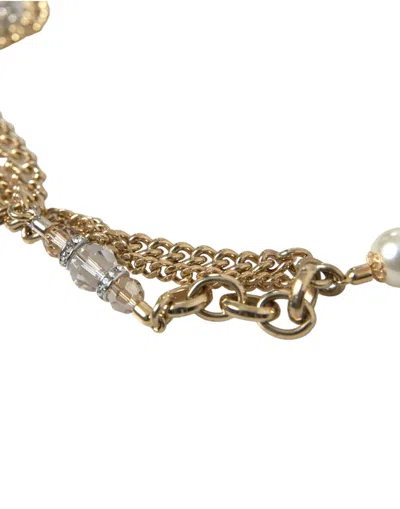 Dolce & Gabbana Blue Braided Gold Brass Chain Waist Belt In Gold