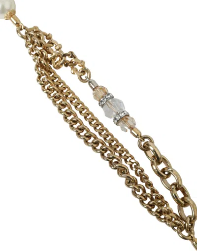 Dolce & Gabbana Blue Braided Gold Brass Chain Waist Belt In Gold