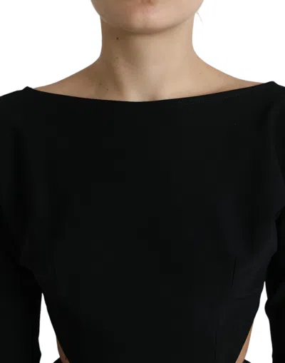 Dolce & Gabbana Black Viscose Cut Out A-line Long Sleeves Mini Dress In Black