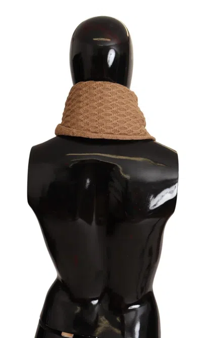 Dolce & Gabbana Dark Brown Wrap Shawl Knitted Camel Scarf In Brown