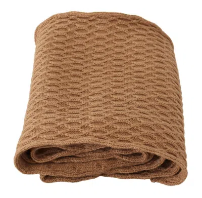 Dolce & Gabbana Dark Brown Wrap Shawl Knitted Camel Scarf In Brown