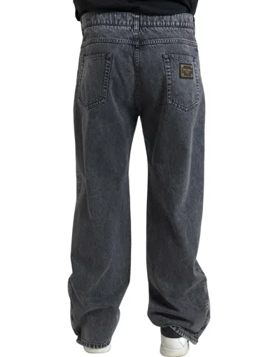 Dolce & Gabbana Dark Gray Cotton Straight Fit Men Denim Jeans In Black