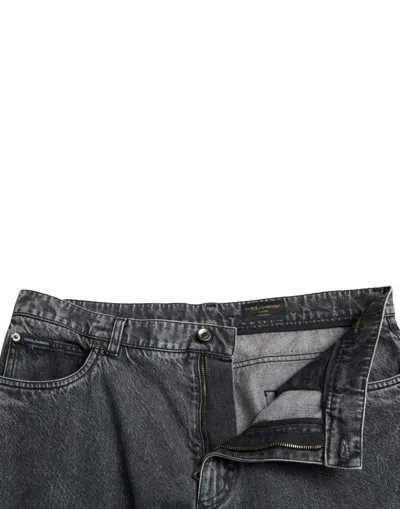 Dolce & Gabbana Dark Gray Cotton Straight Fit Men Denim Jeans In Black