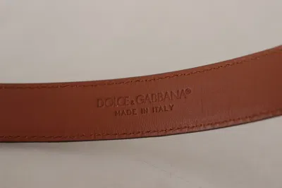 Dolce & Gabbana Brown Leopard Embossed Leather Buckle Belt In Brown