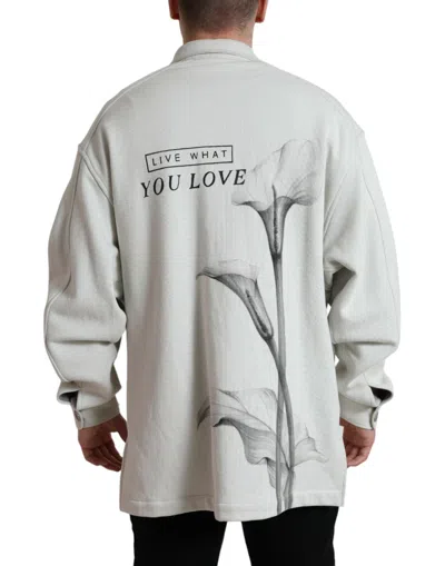 Dolce & Gabbana Grey Cotton Button Down Collared Coat Jacket In Neutral