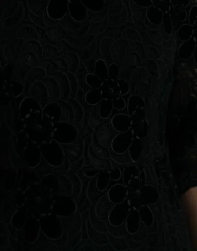 Dolce & Gabbana Black Floral Lace Cotton Bodycon Dress In Black