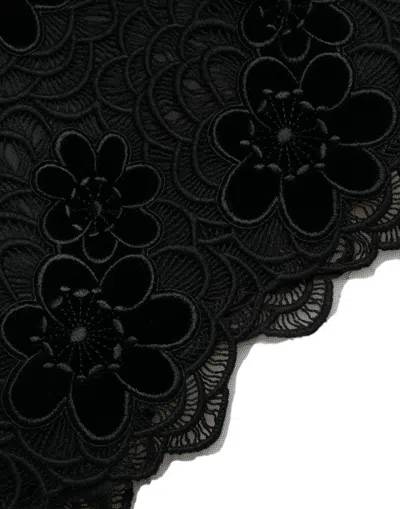 Dolce & Gabbana Black Floral Lace Cotton Bodycon Dress In Black