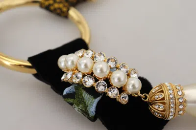 Dolce & Gabbana Gold Brass Sicily Crystal Robe Statement Necklace In Gold
