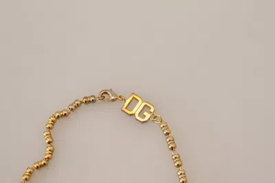 Dolce & Gabbana Gold Brass Chain Super Pig Pendant Logo Necklace In Gold