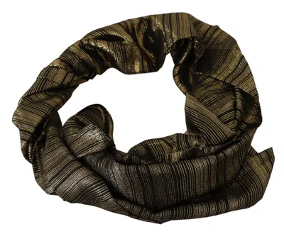 Dolce & Gabbana Metallic Gold Silk Stretch Shawl Wrap Scarf In Brown