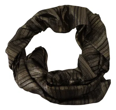 Dolce & Gabbana Metallic Gold Silk Stretch Shawl Wrap Scarf In Brown