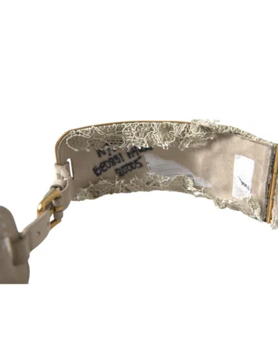 Dolce & Gabbana Gold Brass Faux Pearl Floral Embellished Belt In Gold